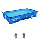 Bestway Steel Pro 13 Foot x 32 Inch Rectangular Above Ground Swimming Pool, Blue