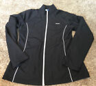 Reebok Women's Size M Jacket Track Windbreaker Black Full Zip Front Logo Pocket