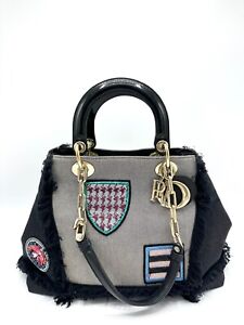 Christian Dior Denim Cruise Collection D-Light Canvas Patchwork Tote