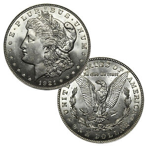 1921 90% Silver Morgan Dollar Brilliant Uncirculated