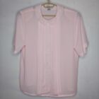 Circle Square Vintage Top Women 16 Pink Short Sleeve Button Pleated Peter Pan