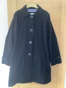 Liz Claiborne Women's Black Overcoat Midi Jacket Trench Coat Size Small