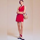 NWT Anthropologie Maeve Cherry Red T-Back Blazer Collared Mini Dress Size Medium