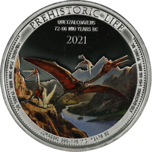 2021 1 oz Colorized Congo Silver Quetzalcoatlus Coin (BU)