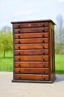 Vintage apothecary cabinet wood drawer antique typeset letterpress watchmaker