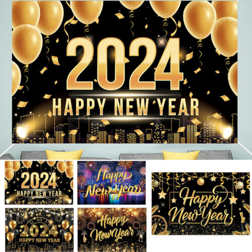 New Listing2024 Happy New Year Backdrop Family Party Banner Background Backdrop 180*115cm