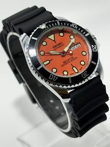 Seiko Automatic Rotating Bezel Orange Face excellent condition Run order Watch