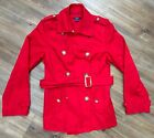 WOMEN’S NAUTICA RED BUTTON BELTED PARKA TRENCH JACKET SIZE MEDIUM