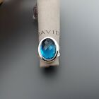 David Yurman Sterling Silver Oval Ring with Blue Topaz 13x18mm Size 7