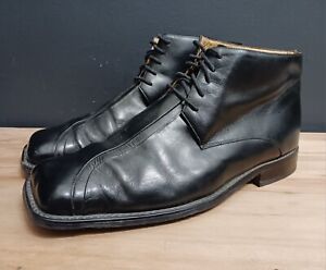 La Milano Mens Black Leather Squar Toe Chukka Boots Lace Up Size 12
