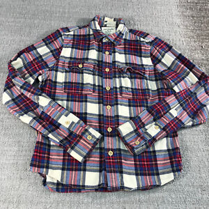 Abercrombie Fitch Shirt Mens Extra Large Button Up Flannel Blue Muscle Pocket A2