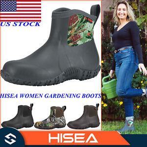 HISEA Women Boots Garden Boots Chore Working Boots Insulated Muck Mud Rain Shoes