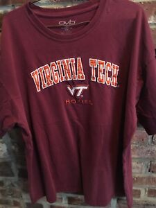 0VB Virginia Tech Hokies T-Shirt Men's 2XL Burgundy Cotton Embroidered PICS!