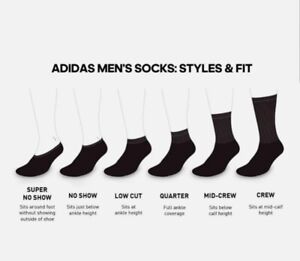 Adidas Men's Athletic Cushioned No Show, Low Cut, Quarter, Crew Socks (6 Pairs)