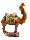 Antique Chinese Porcelain Camel w/ Saddle Bag Tri-Coloured Glazed Sancai Tang