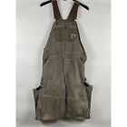 VNTG Carhartt R27CHT Quilt Lined Double Knee Duck Overall 34x32 Distressed USA D