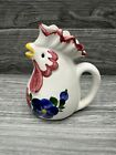 Fabro Ceramic Chicken Rooster Pitcher Hand Made Painted Signed 5” tall Italy