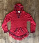 Vintage ‘Alpaca Connection’ Sweater Poncho women XL red knit handmade in Peru