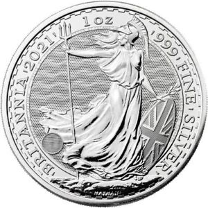 2021 1 oz British Silver Britannia 2£ Proof Coin Queen Elizabeth II Reverse