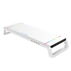 Rgb Monitor Stand Riser Usb Computer Support Transfer Data Charging Gaming white