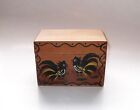 Vintage Rooster Recipe Box Woodpecker Wood Ware Dovetail 1970'’s Hand Painted