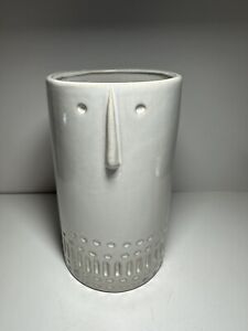 Face Flower Pot VASE White 7 In Tall With Imprint Large by Gisela Graham EUC