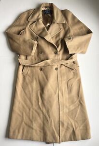 Vintage Burberry (Burberry's) Women's Trench Coat Belt Wool Blend Brown Size 4R