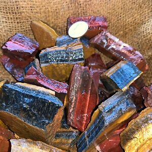 MIXED Tiger Eye Rough (RED, BLUE, GOLD)- 3000 Carat Lots+a FREE Faceted Gemstone