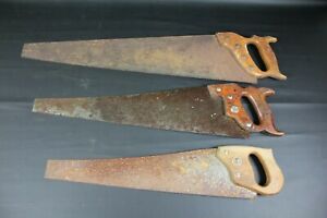 Vintage Rusty Hand Saws Craftsman Superior Branded Rust Distressed Lot of 3
