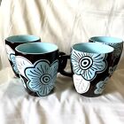GATES WARE By Laurie Gates 4 Coffee Mugs Cups Brown Blue
