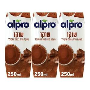 3x Alpro Soya Chocolate Flavored Long Life Drink  Kosher Product 250ml