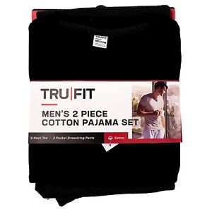 New TruFit Men’s V-Neck 2 Piece Short Sleeve Knit Pant Pajama Set Sizes S - XXL