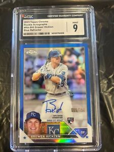 2023 Topps Chrome Brewer Hicklen Blue Auto CGC Graded 9 MInt #/150