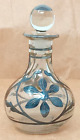 Perfume Bottle Applied Sterling Silver Overlay Clear Glass ground-in Stopper euc