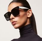 Prada PR 24ZS 1AB5SO Black White Grey Lenses Women Square Sunglasses AUTHENTIC