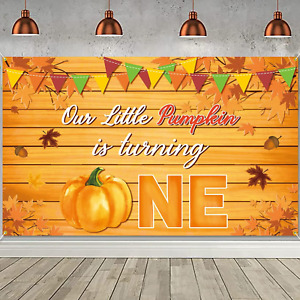 PTFNY Our Little Pumpkin Is Turning One Backdrop Banner 73 X 43 Inch Large Autum