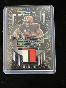 New Listing2023 Obsidian Nick Chubb Tri Color Patch Cutting Edge /25 Green Electric Etch