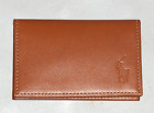POLO RALPH LAUREN Men's Burnished Leather Slim ID Card Case, Wallet, BROWN, nwt