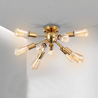 Sputnik Chandelier 9Light Gold Semi Flush Mount Ceiling Light Industrial Fixture