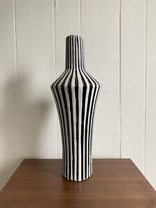 Jonathan Adler 16” Happy Chic Striped Pottery Vase Mid Century Modern Circus