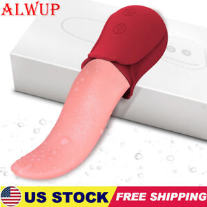 Waterproof Tongue Oral Clit Licking Rose Vibrator G-Spot Dildo Sex Toy for Women