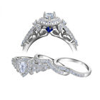 925 Sterling Silver Ring Set for Women Wedding Engagement Ring 1.5CT Pear 5A CZ