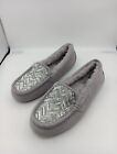 Womens UGG Size 7 Ansley Chevron Sequin Moccasin Slipper PCL Gray