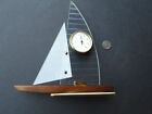 Vintage brass wood + Lucite - SAILBOAT THERMOMETER - France - boat desk piece