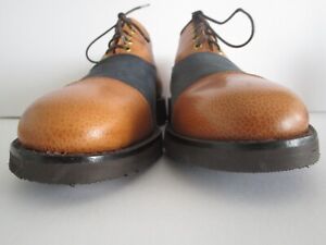 Men's Grenson Tan Calf & Navy Suede English Oxfords Size 7 F UK, 7.5 D USA