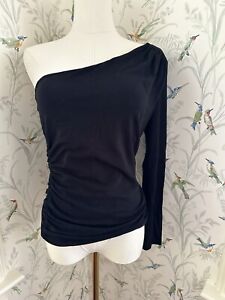 Bebe Women's Black Long-Sleeve One Shoulder Blouse Top Size M