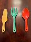 Vintage Fiesta Kitchen Craft Utensils - Yellow Spatula, Green Fork and Red Spoon