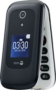 Doro 7050 Black/White (Consumer Cellular) 4G LTE GSM Unlocked Flip Phone SB