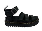 Dr Martens Leather Platform Sandals Womens US 6 Black Blaire Doc Strap Sandals