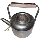Vintage Mid Century Modern  Tea Kettle Teapot Stainless Steel Wood Handle